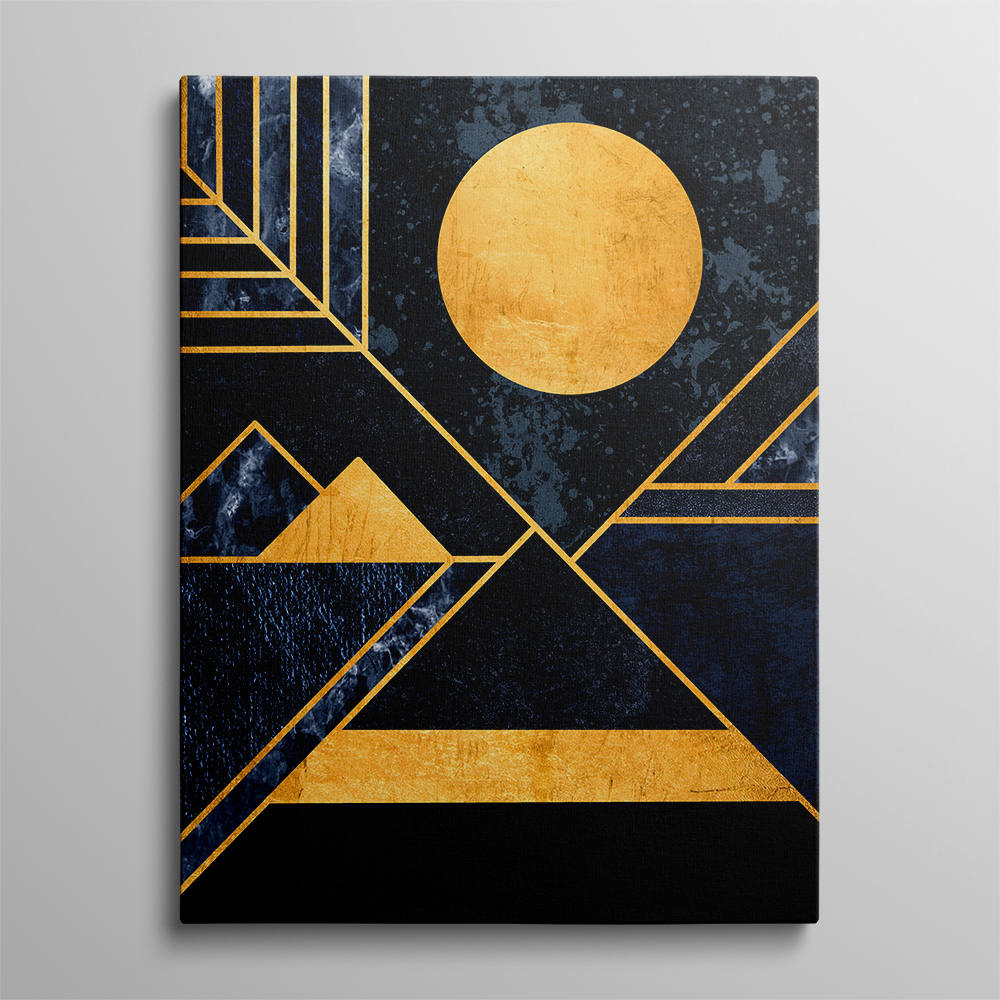 Geometric Shapes in Black and Gold Art Painting