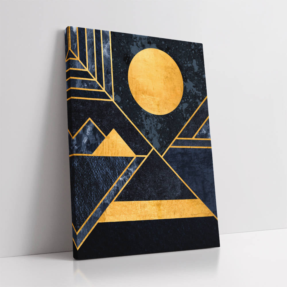 Geometric Shapes in Black and Gold Art Painting