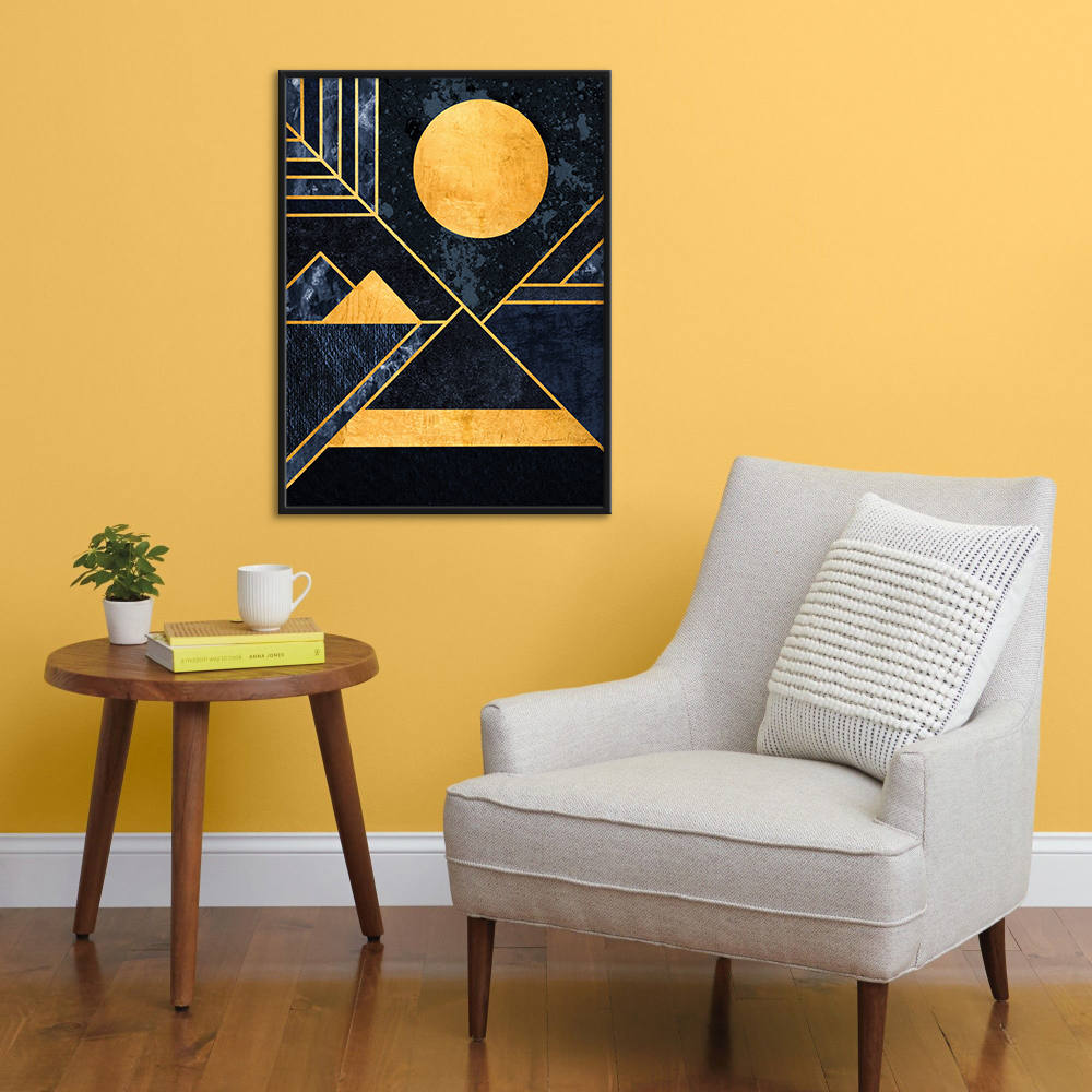 Geometric Shapes in Black and Gold Art Painting