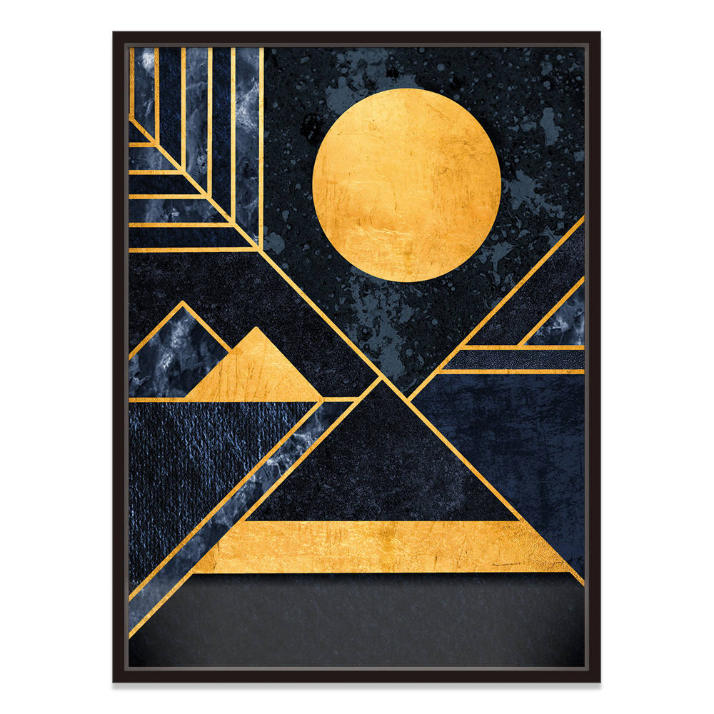 Geometric Shapes in Black and Gold Art Painting