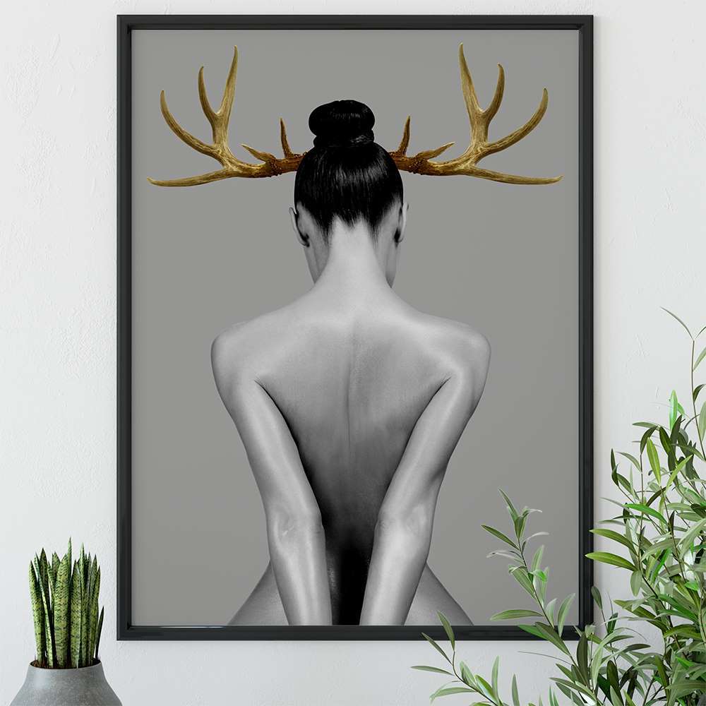 Modern Art Lady Horn Prints