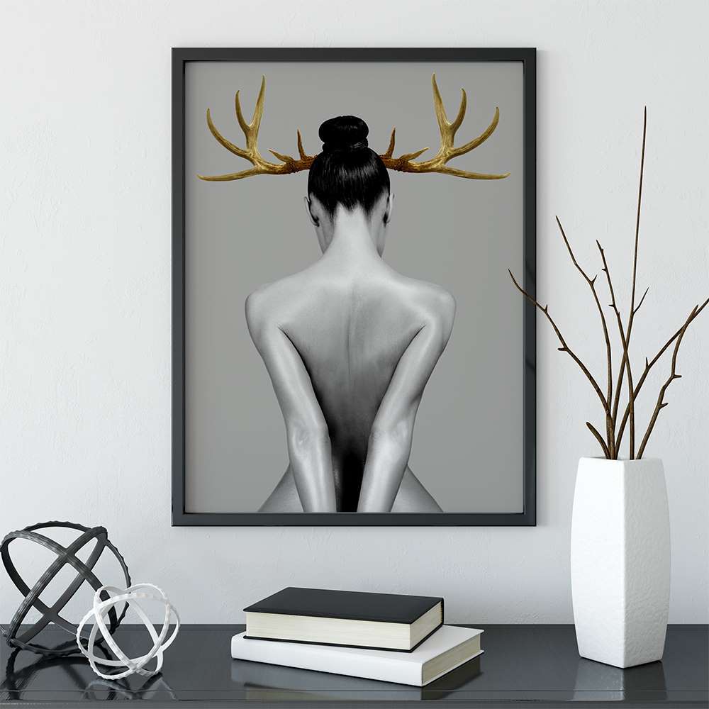 Modern Art Lady Horn Prints