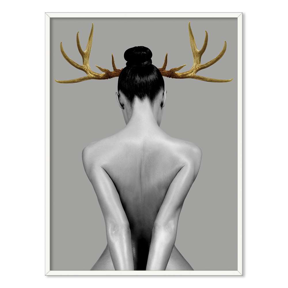 Modern Art Lady Horn Prints