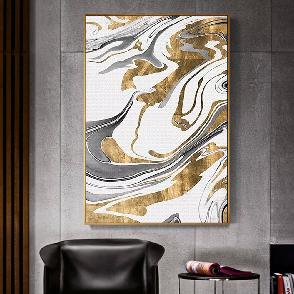 Gold Marble Abstract Acrylic Painting