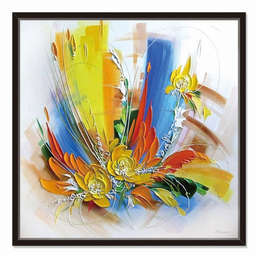 Rainbow Splash of Flower Blooms Oil Painting