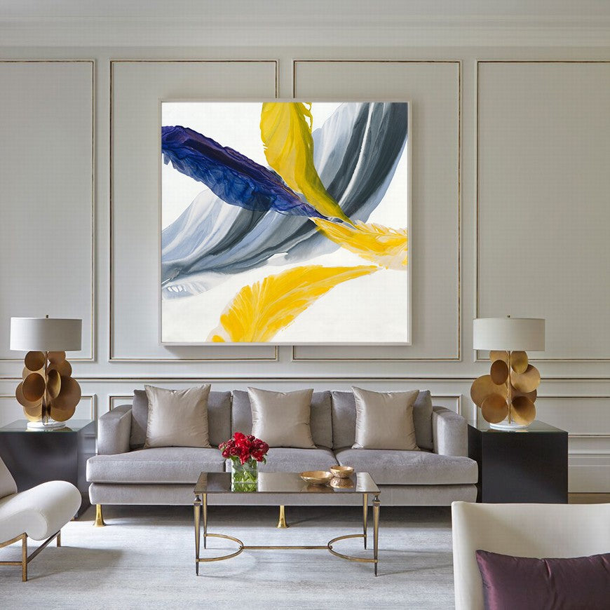 Yellowed Wings, Azure Hues Canvas