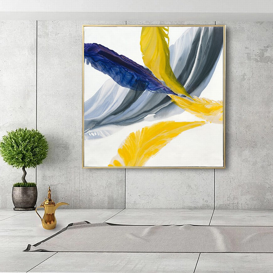 Yellowed Wings, Azure Hues Canvas