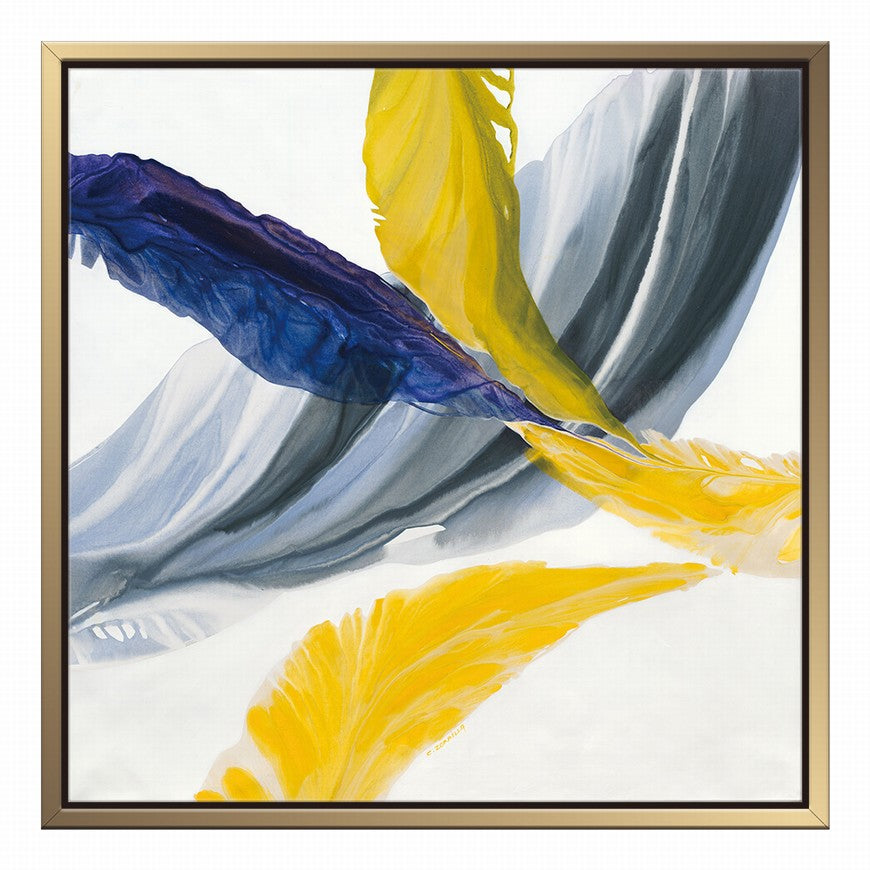 Yellowed Wings, Azure Hues Canvas