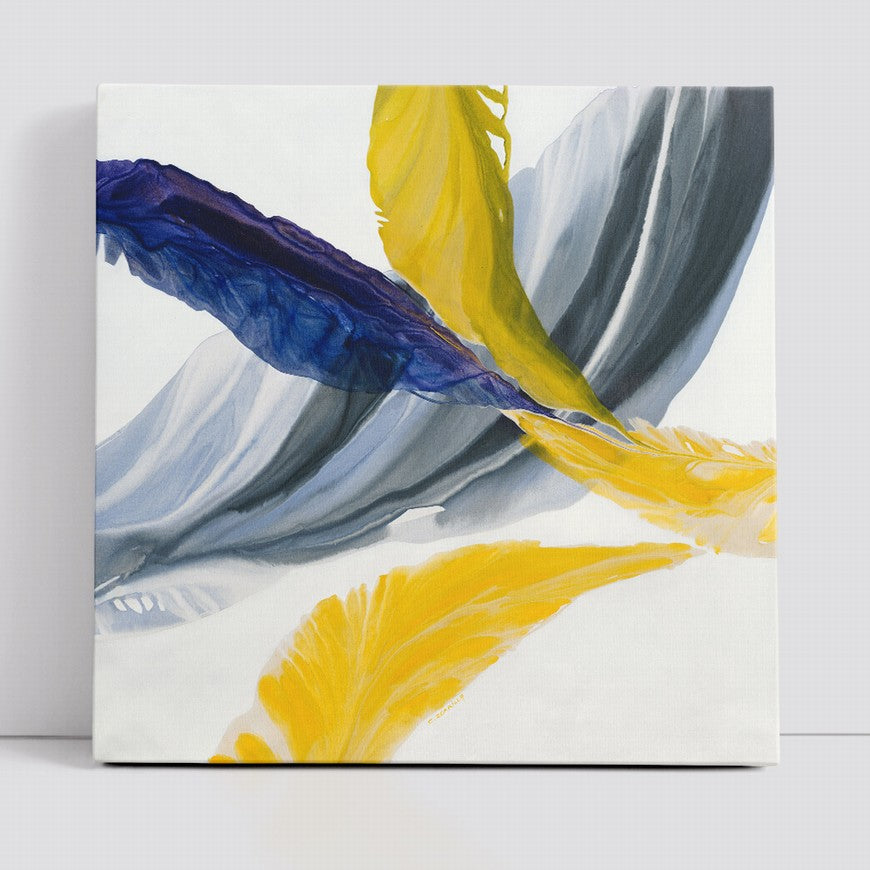 Yellowed Wings, Azure Hues Canvas