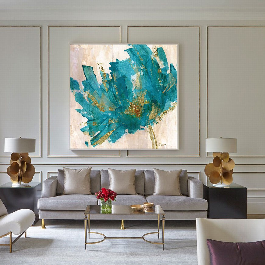 Turquoise Flow, Forest Echoes Oil Canvas