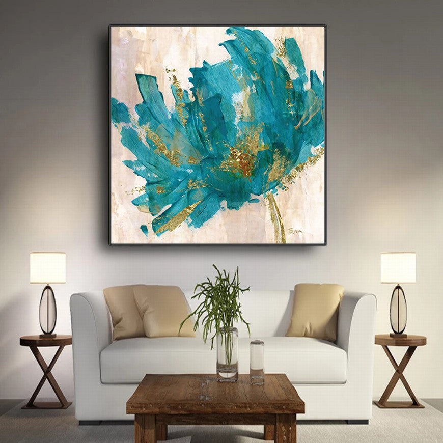 Turquoise Flow, Forest Echoes Oil Canvas