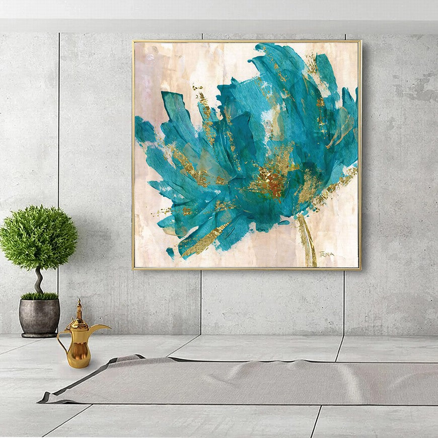 Turquoise Flow, Forest Echoes Oil Canvas