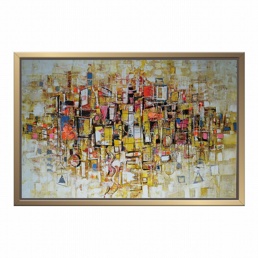 Lanterns Glow, Golden Night Asbtract Painting