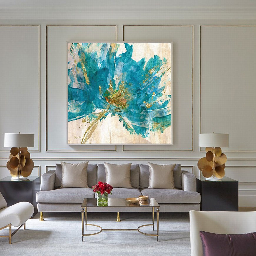 Aqua Strokes, Emerald Whispers Oil Canvas