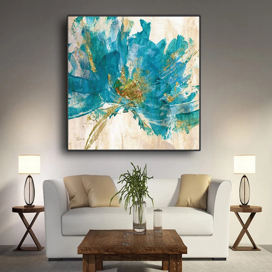 Aqua Strokes, Emerald Whispers Oil Canvas