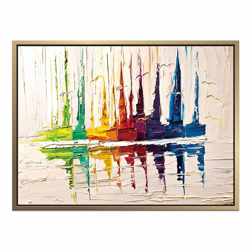 Prismatic Sails, Ocean's Embrace Oil Canvas