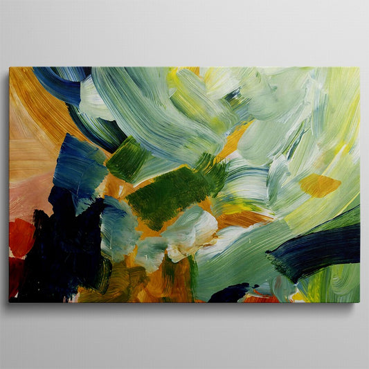 Olive Depths, Sage Echoes Abstract Canvas