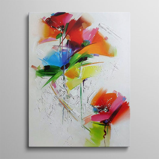 Vermilion Blossoms, Saffron Light Flowers Canvas