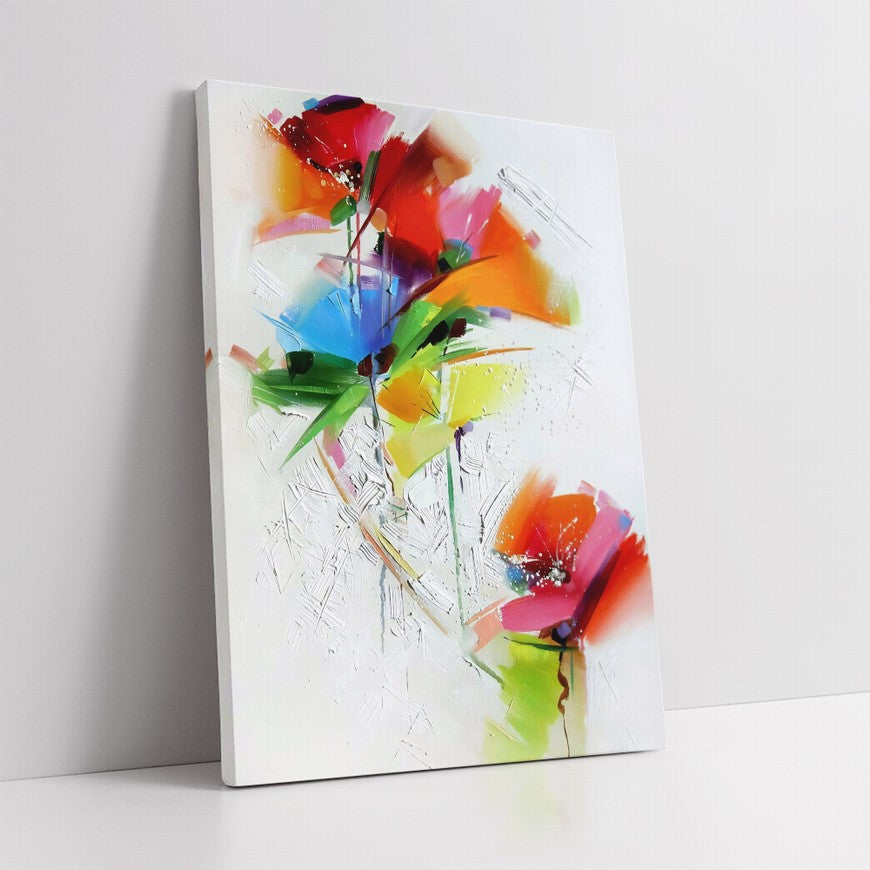Vermilion Blossoms, Saffron Light Flowers Canvas