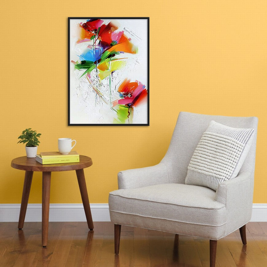 Vermilion Blossoms, Saffron Light Flowers Canvas