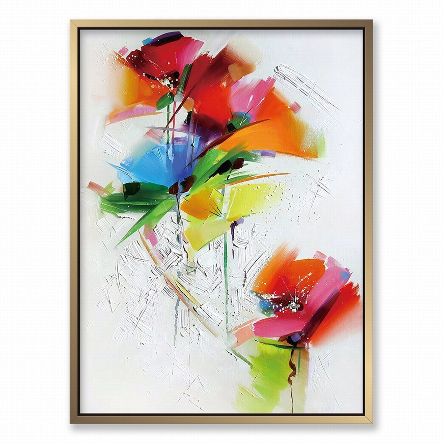 Vermilion Blossoms, Saffron Light Flowers Canvas