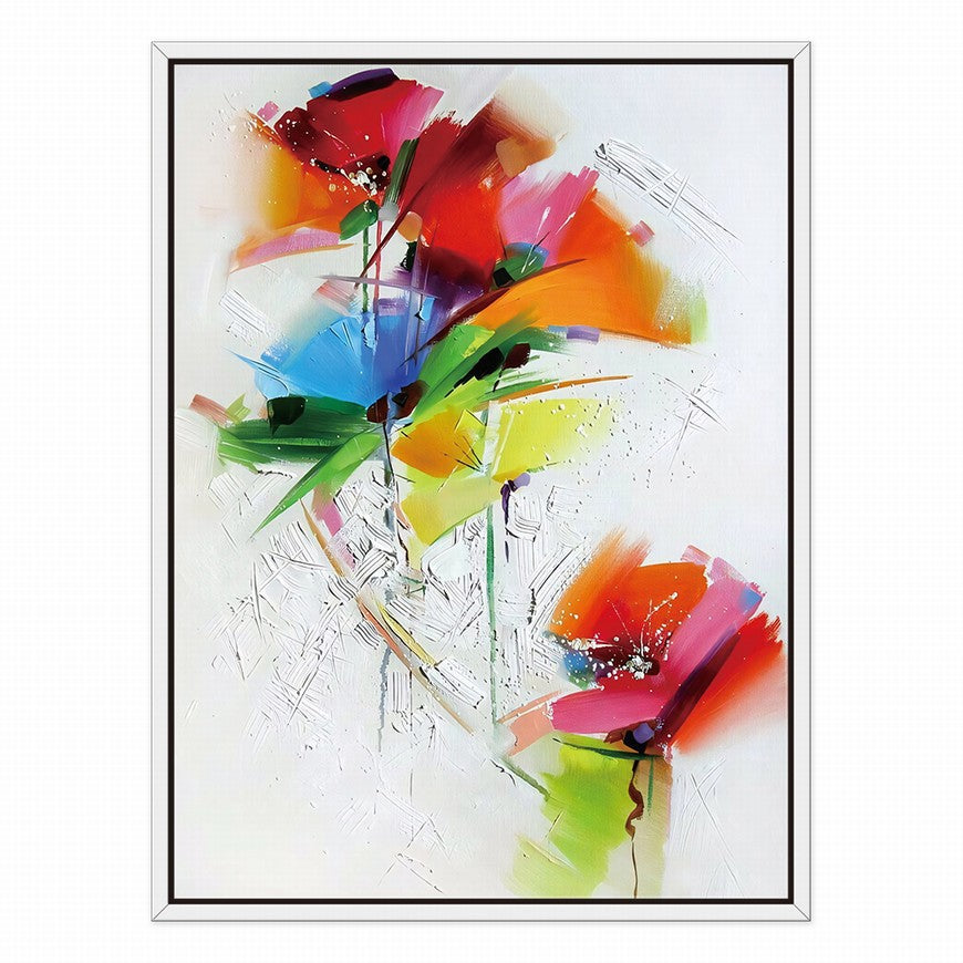Vermilion Blossoms, Saffron Light Flowers Canvas