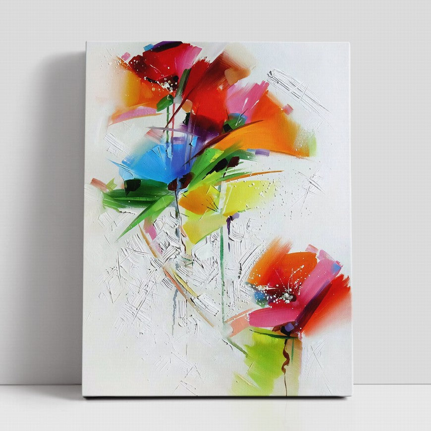 Vermilion Blossoms, Saffron Light Flowers Canvas