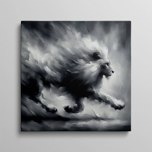 Grey Palette: Running Lion Artwork Creation