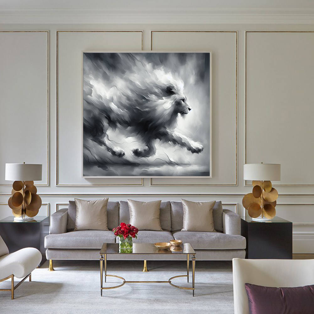 Grey Palette: Running Lion Artwork Creation