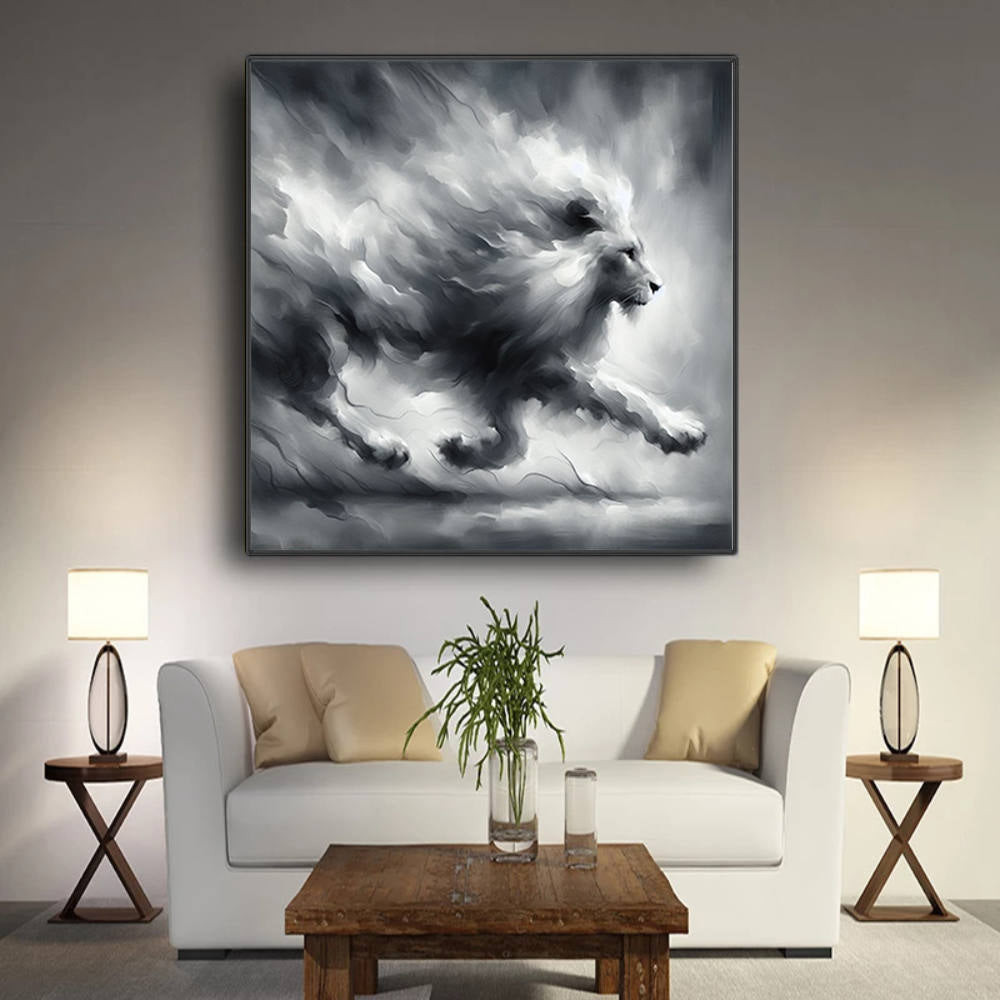 Grey Palette: Running Lion Artwork Creation