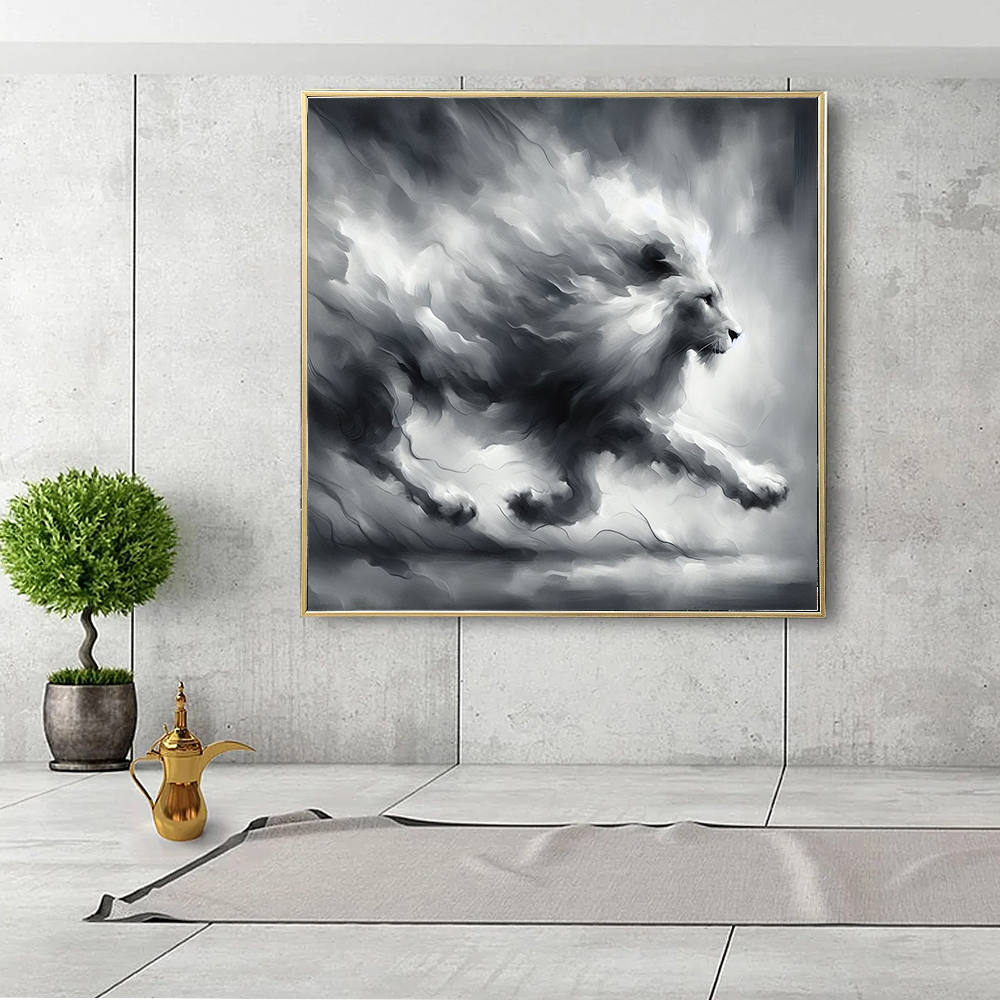 Grey Palette: Running Lion Artwork Creation