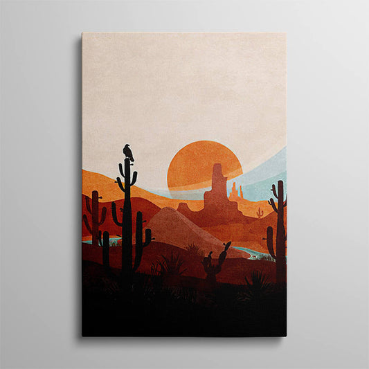Cacti Silhouettes at Dusk Landscape