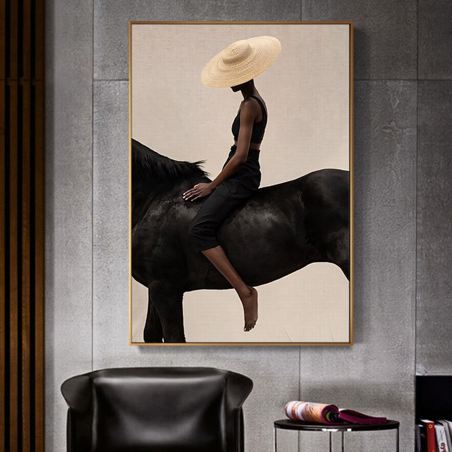 Equestrian Grace in Monochrome Canvas