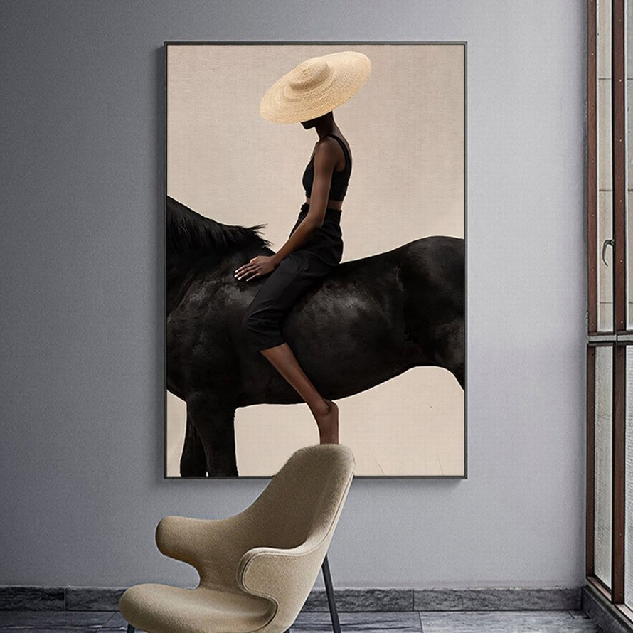 Equestrian Grace in Monochrome Canvas