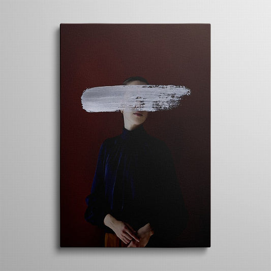 Lady in Black with Brush Stroke Canvas