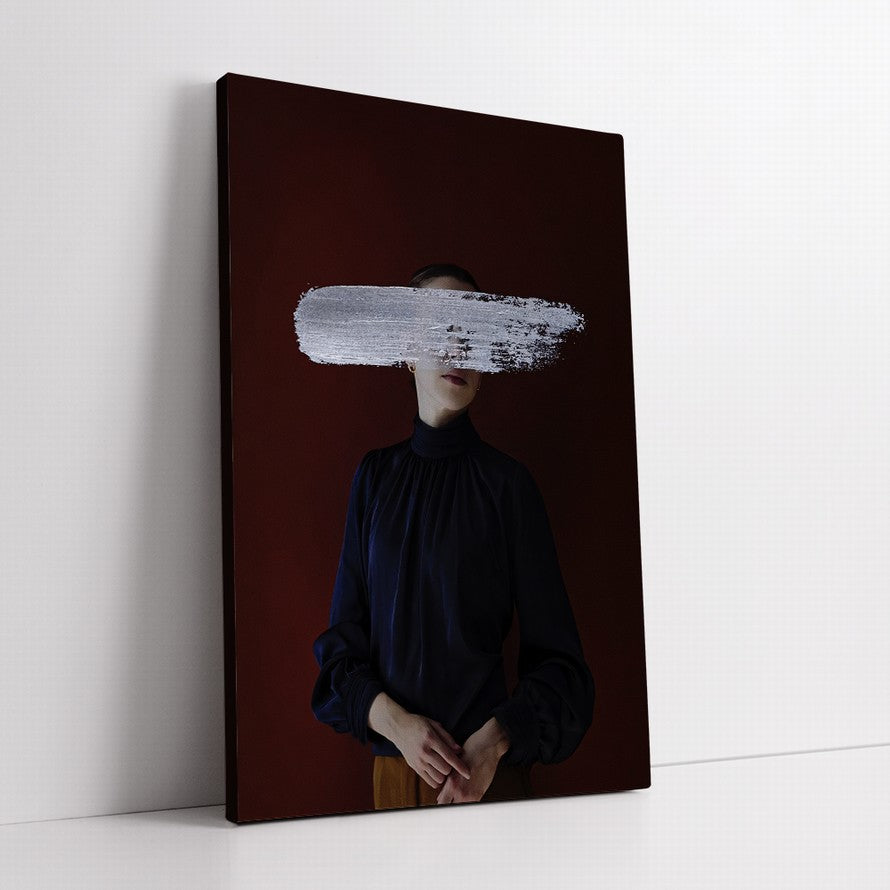 Lady in Black with Brush Stroke Canvas