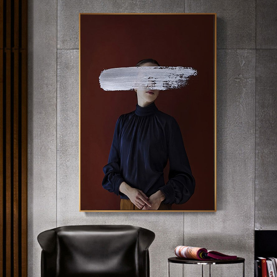 Lady in Black with Brush Stroke Canvas