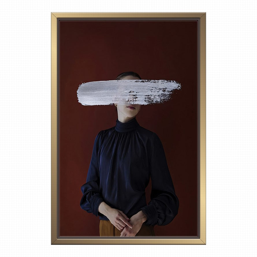 Lady in Black with Brush Stroke Canvas