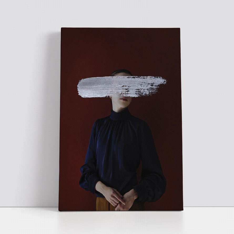 Lady in Black with Brush Stroke Canvas