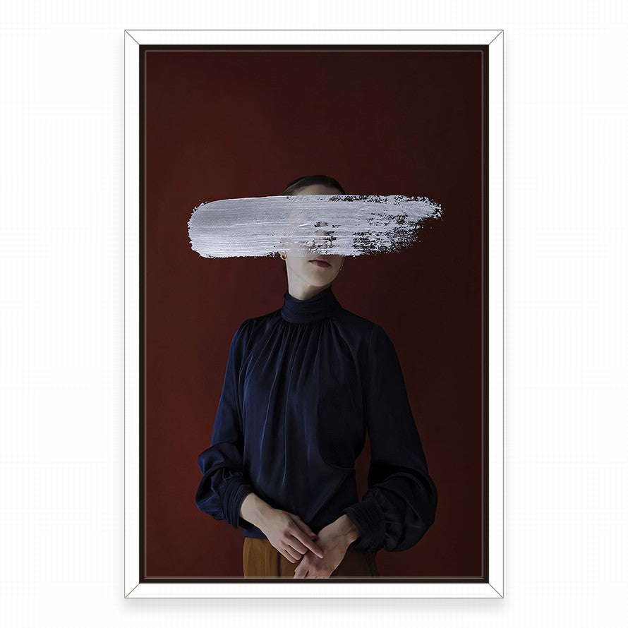 Lady in Black with Brush Stroke Canvas