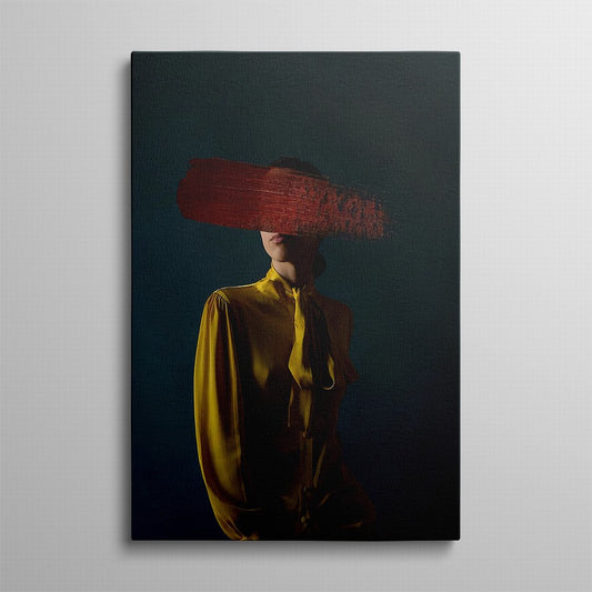 Woman in Gold with Brush Stroke Canvas