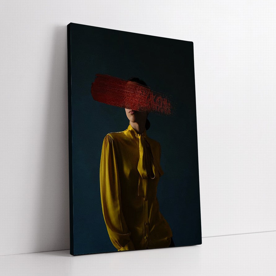 Woman in Gold with Brush Stroke Canvas