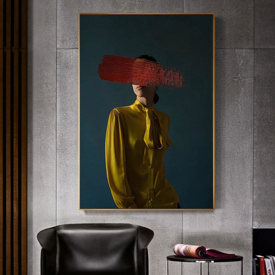 Woman in Gold with Brush Stroke Canvas