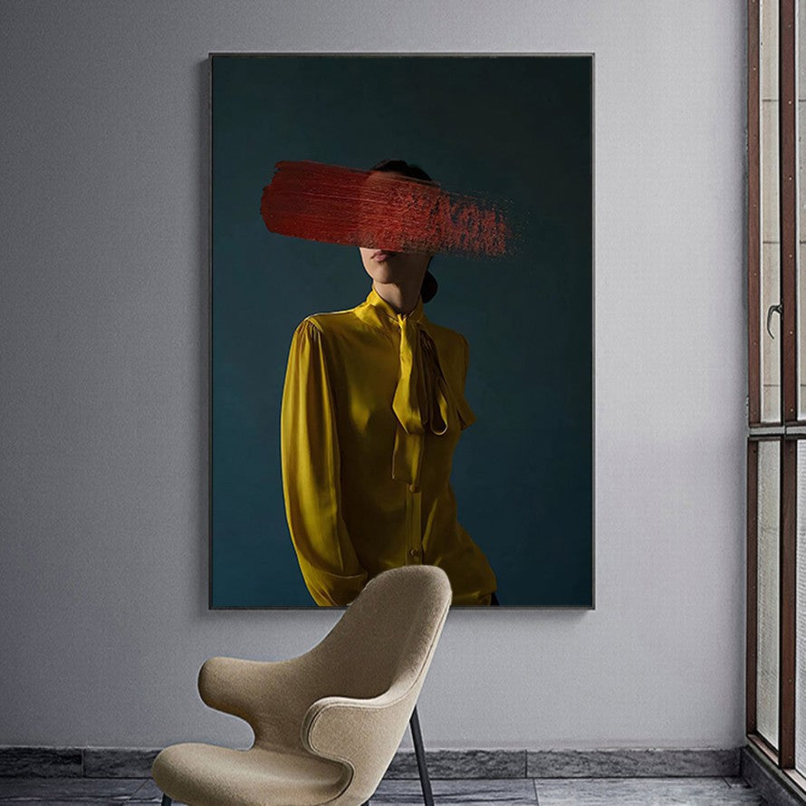 Woman in Gold with Brush Stroke Canvas