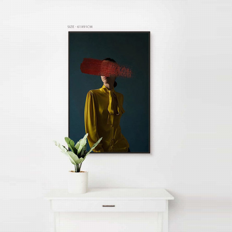 Woman in Gold with Brush Stroke Canvas