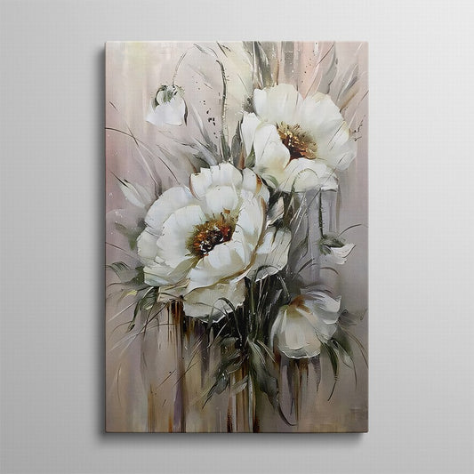 Silent Symphony in White Oil Painting