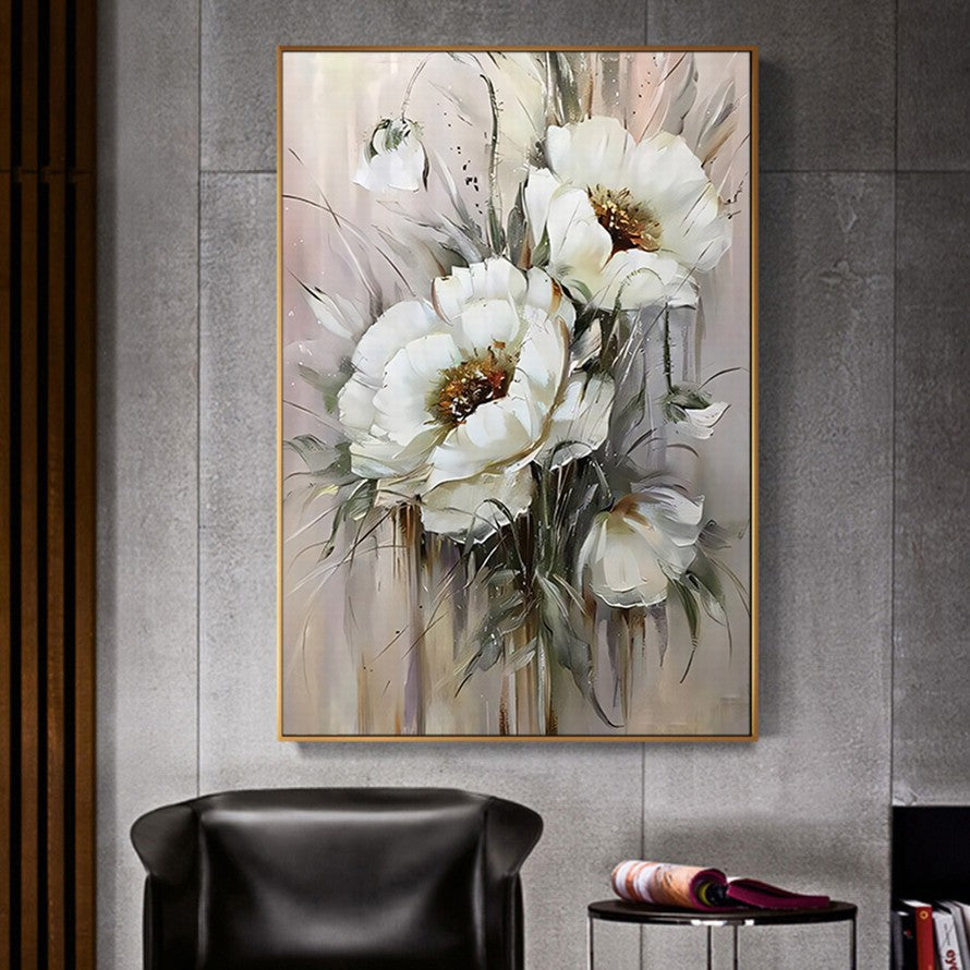 Silent Symphony in White Oil Painting