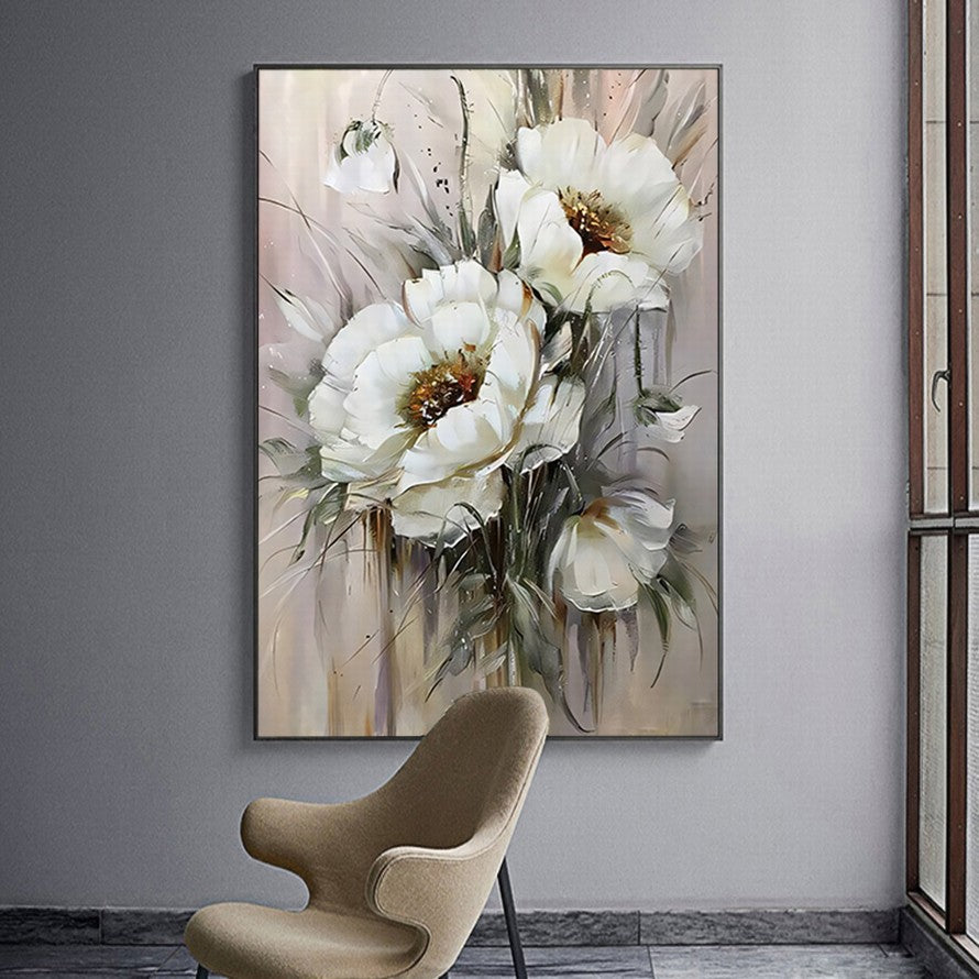 Silent Symphony in White Oil Painting