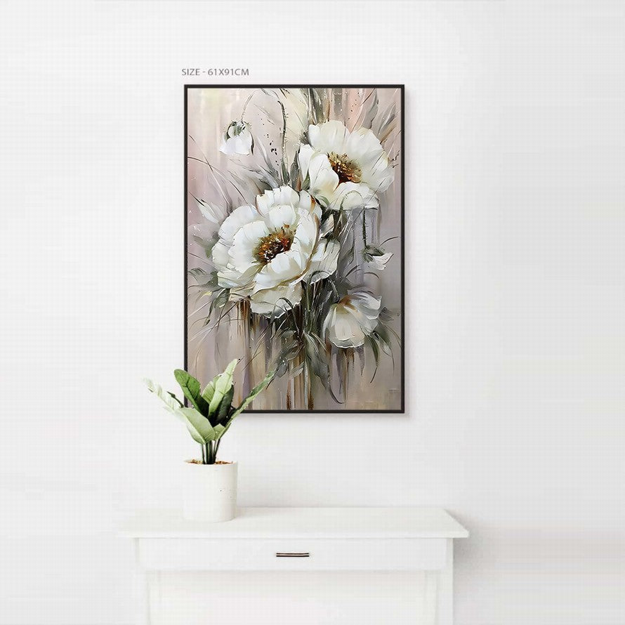 Silent Symphony in White Oil Painting