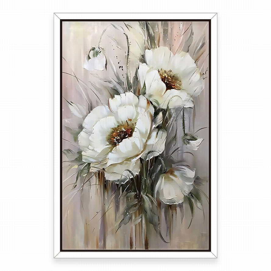 Silent Symphony in White Oil Painting